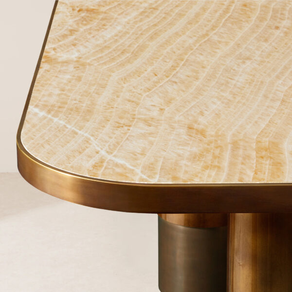 VHDT-011 Vintage-Inspired Rare Onyx Dining Table with Unique Texture and Hand-Aged Metal Frame - Image 4
