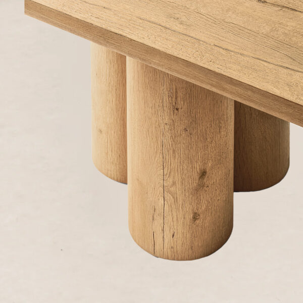 VHDT-012 American Minimalist Oak Dining Table with Sculptural Cylindrical Supports - Image 4