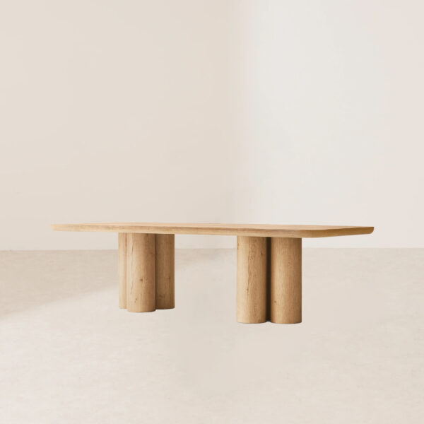 VHDT-012 American Minimalist Oak Dining Table with Sculptural Cylindrical Supports - Image 2