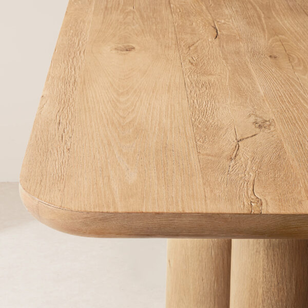 VHDT-012 American Minimalist Oak Dining Table with Sculptural Cylindrical Supports - Image 3