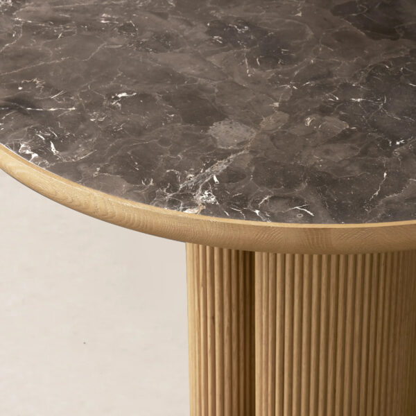 VHDT-015 Classical Oak Veneer Dining Table with Inlaid Marble for Banquets - Image 4