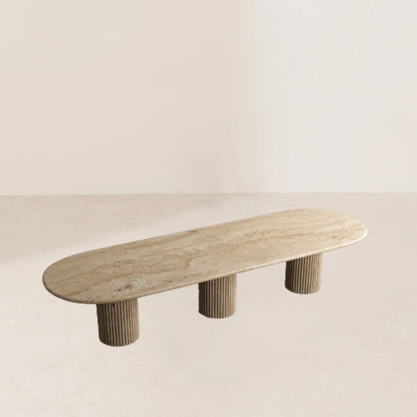 VHDT-017 Modern Minimalist Three-Column Cylindrical Bases Dining Table - Image 2