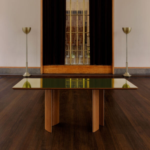 VHDT-019 Modern Elegant Ballet-Inspired Metal-Edged Mirror-Extended Dining Table - Image 3