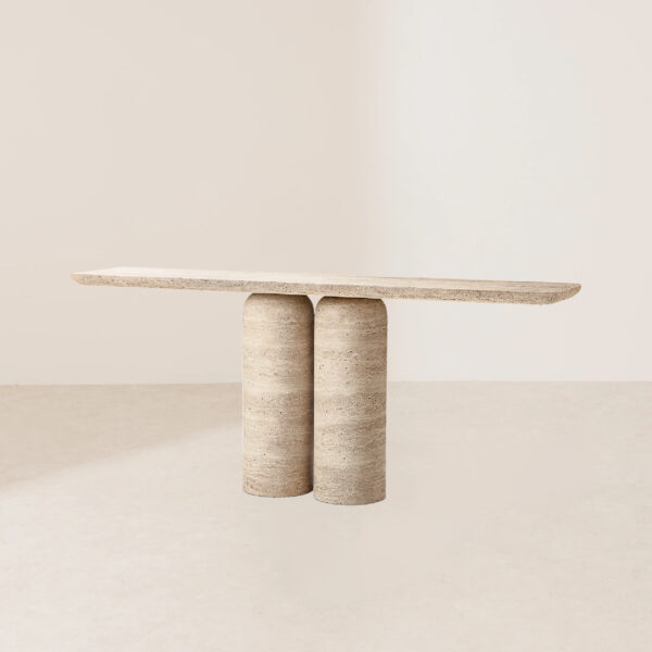 VHT-003 Modern Luxurious Cylindrical Base Dome-Topped Rounded Rectangle Console Table - Image 2