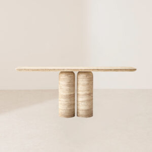 VHT-003 Modern Luxurious Cylindrical Base Dome-Topped Rounded Rectangle Console Table