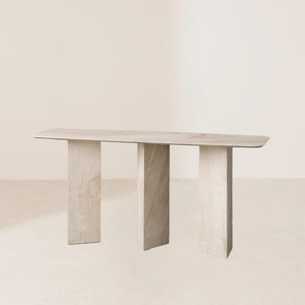 VHT-004 Matte Finish Handcrafted Three-Leg Marble Console Table - Image 2