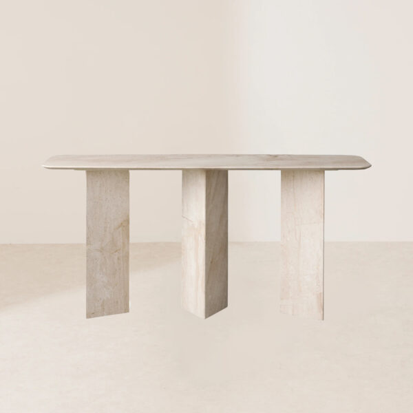 VHT-004 Matte Finish Handcrafted Three-Leg Marble Console Table