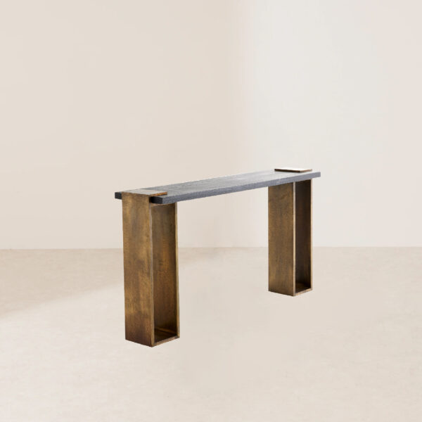 VHT-006 Industrial-Inspired Minimalist Console Table with Wood Top - Image 2