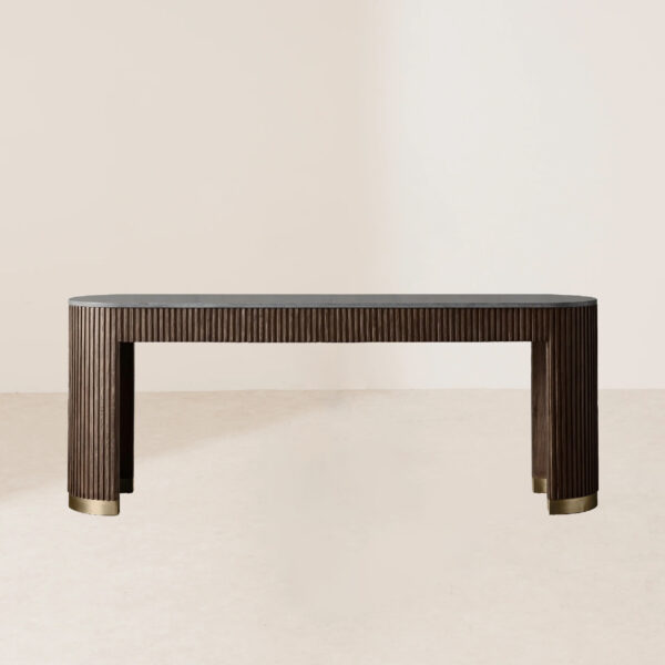 VHT-007 Luxurious Solid Wood & Stone Top Mixed-Material Console Table