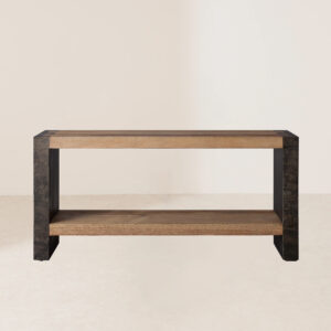 VHT-009 Handcrafted Vintage Oak and Naturally Oxidized Steel Console Table
