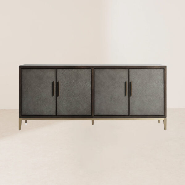 VHT-011 Luxurious Gold PU Leather Four-Door Solid Wood Frame Metal Handle Versatile Sideboard