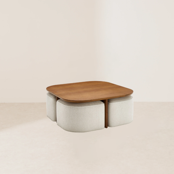 VHCT-037 Modern Minimalist Dark Brown Nested Coffee Table with Curved Edges - Image 2