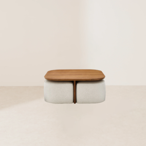 VHCT-037 Modern Minimalist Dark Brown Nested Coffee Table with Curved Edges