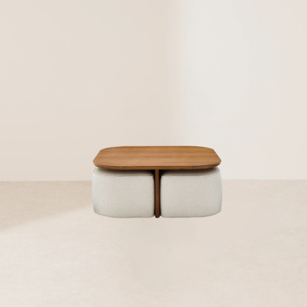 VHCT-037 Modern Minimalist Dark Brown Nested Coffee Table with Curved Edges