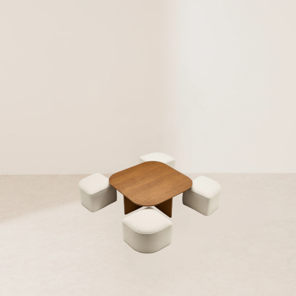 VHCT-037 Modern Minimalist Dark Brown Nested Coffee Table with Curved Edges - Image 3