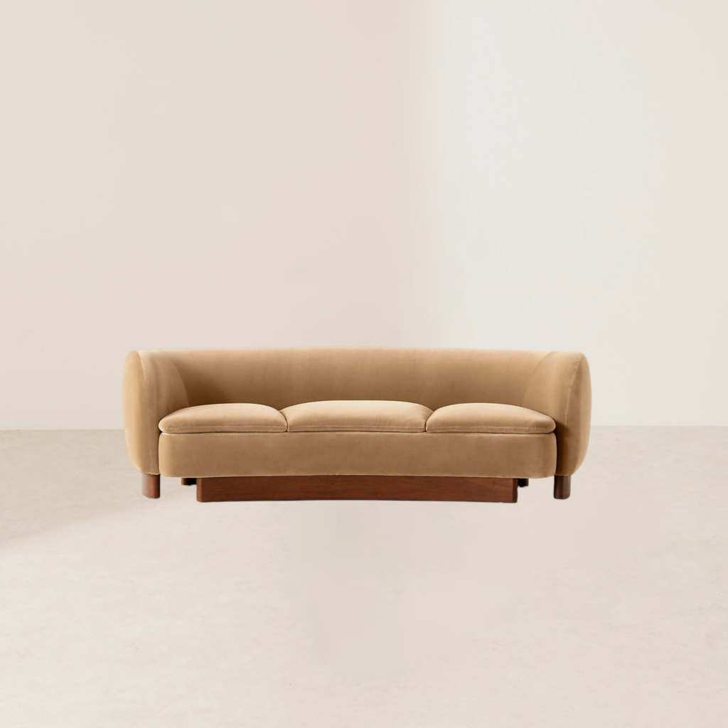 VHS-023 Modern Elegant Half-Circle Camel-Toned Suede Sofa