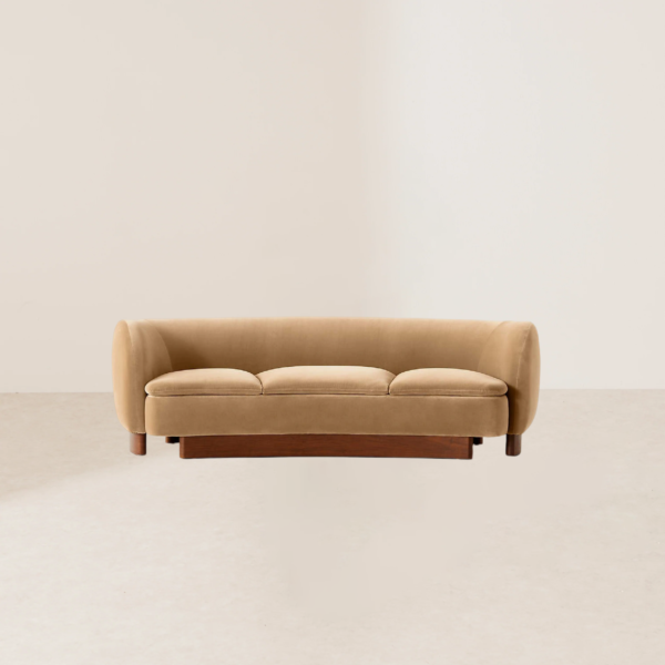 VHS-023 Modern Elegant Half-Circle Camel-Toned Suede Sofa
