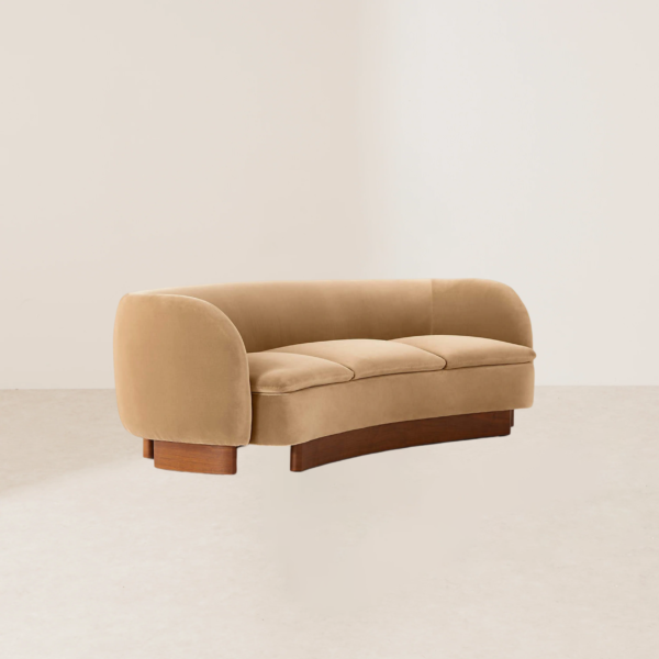 VHS-023 Modern Elegant Half-Circle Camel-Toned Suede Sofa - Image 2