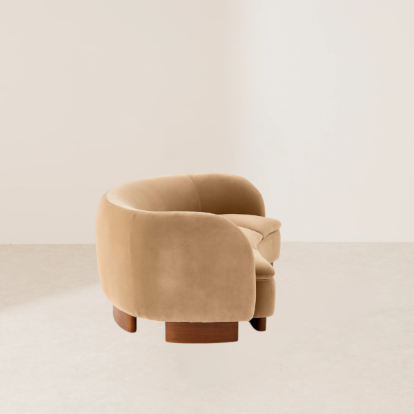 VHS-023 Modern Elegant Half-Circle Camel-Toned Suede Sofa - Image 3