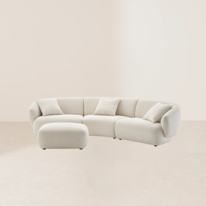 VHS-024 Modern Modular Beige Curved Sofa with Tight-Back Armrests